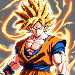 Generate an image of Goku from Dragon Ball Z transformed into his Super Saiyan 6 form, with swirling, fiery hair, intense glowing eyes, and a vivid aura of energy surging around him.