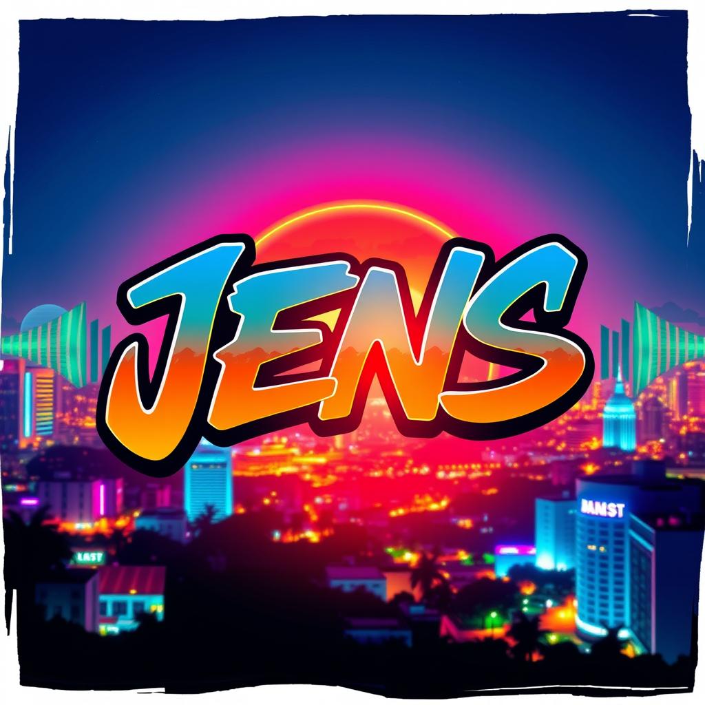 Cover art for a reggaeton song titled 'JENS', featuring vibrant colors and a dynamic composition