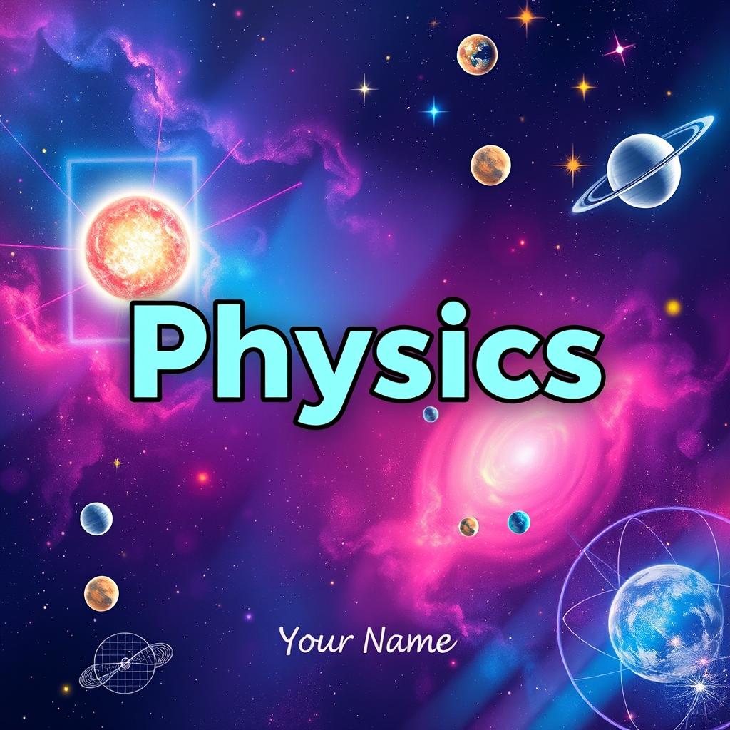 An attractive cover page for a physics book titled 'Physics'