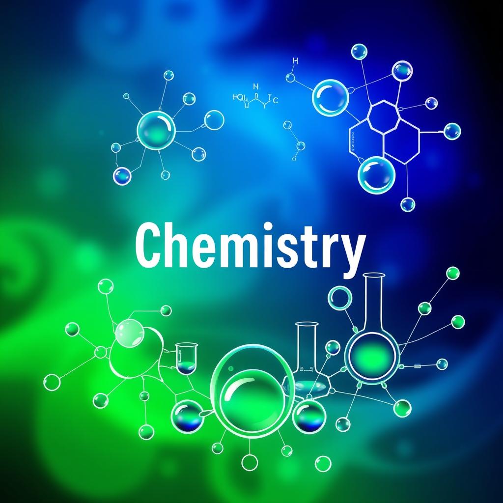 A stunning cover page for a chemistry book featuring the title 'Chemistry' prominently displayed