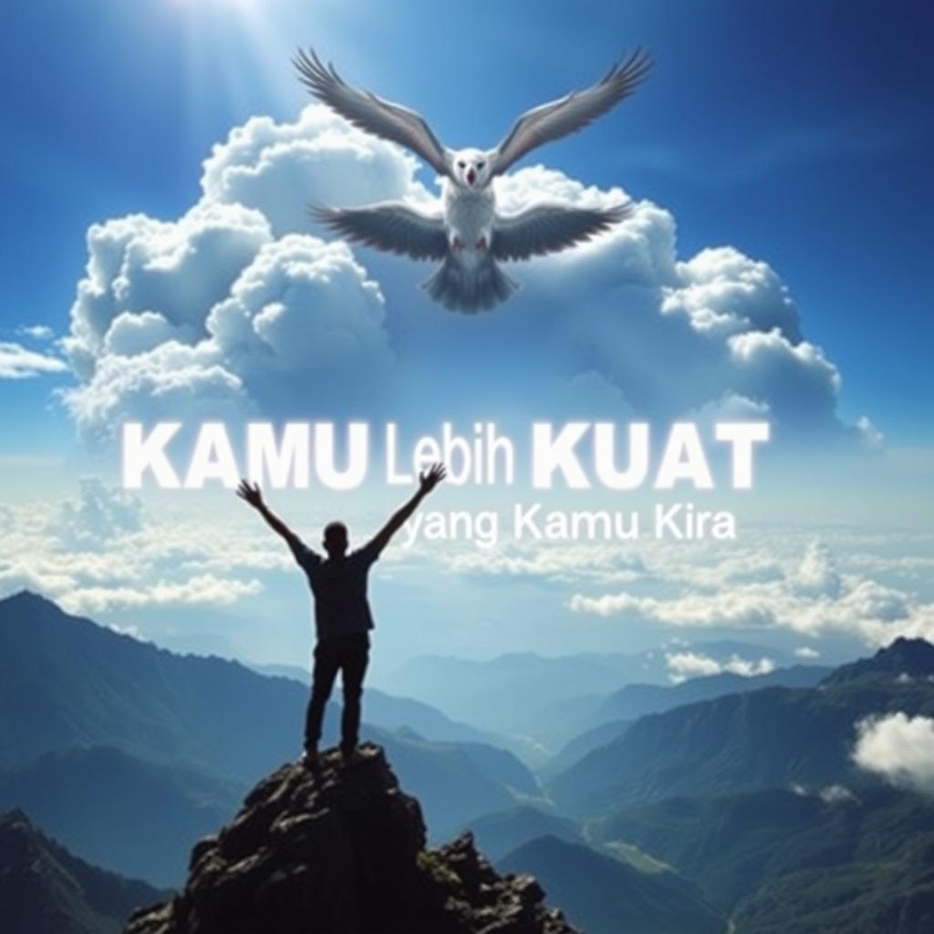 A powerful and motivational artwork embodying the phrase 'Kamu Lebih Kuat dari yang Kamu Kira'