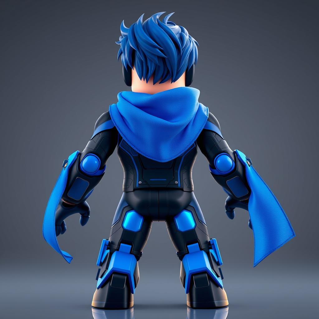 Futuristic Blue Roblox Character Concept Art - High-Resolution Design