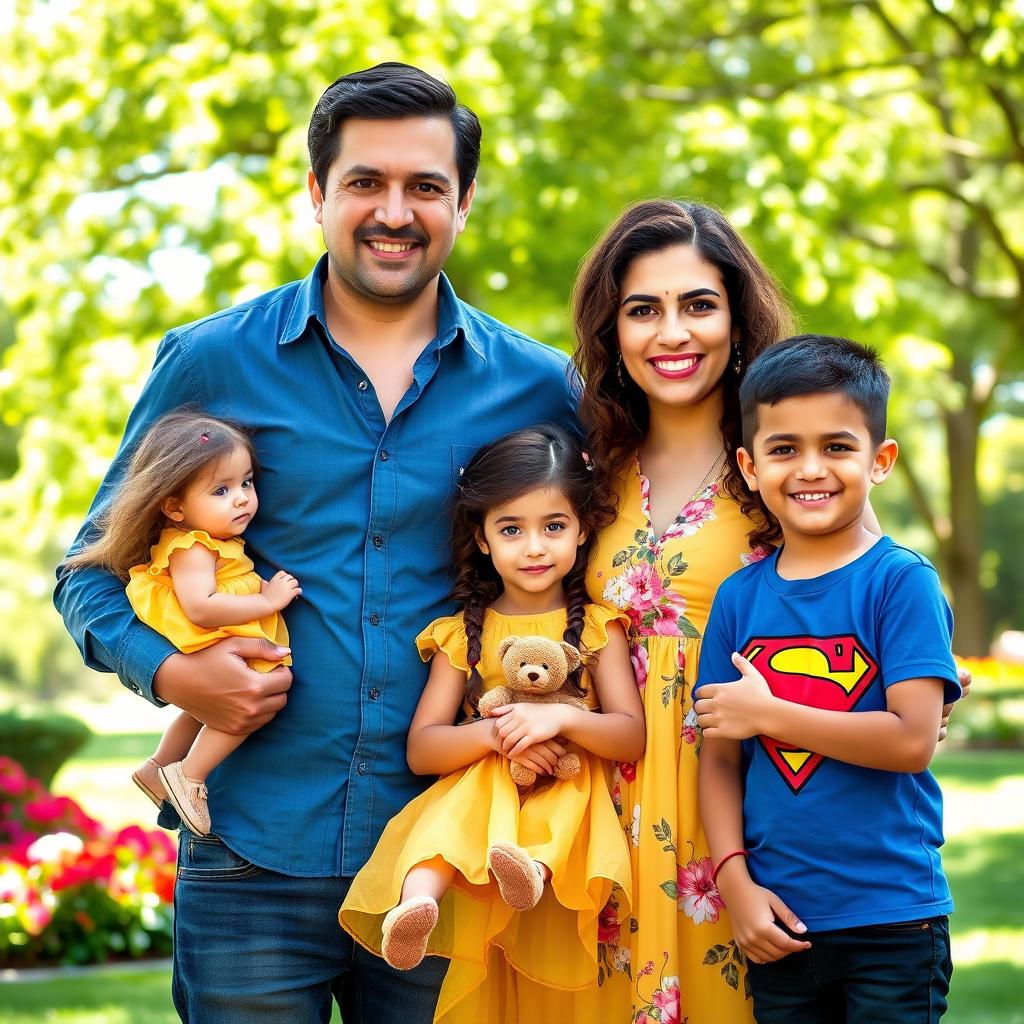 A family portrait showcasing a couple and their two children, capturing a warm and loving atmosphere