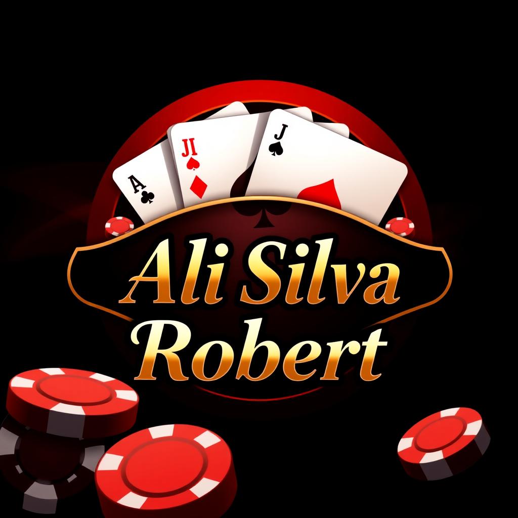 A professional casino logo design featuring playing cards with the name 'Ali Silva Robert'