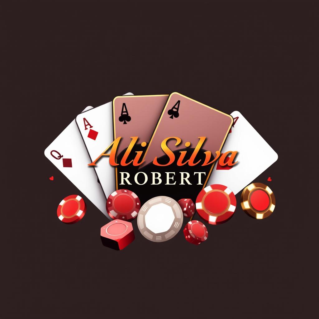 A professional casino logo design featuring playing cards with the name 'Ali Silva Robert'