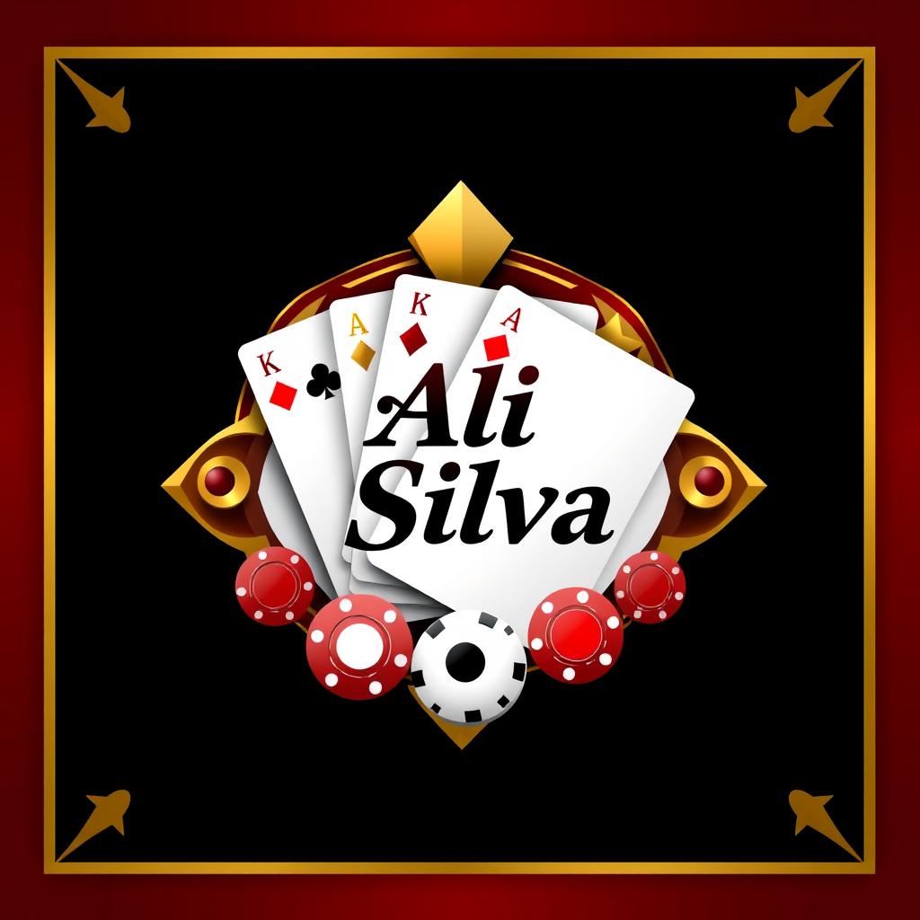 A professional casino logo design featuring playing cards with the name 'Ali Silva'
