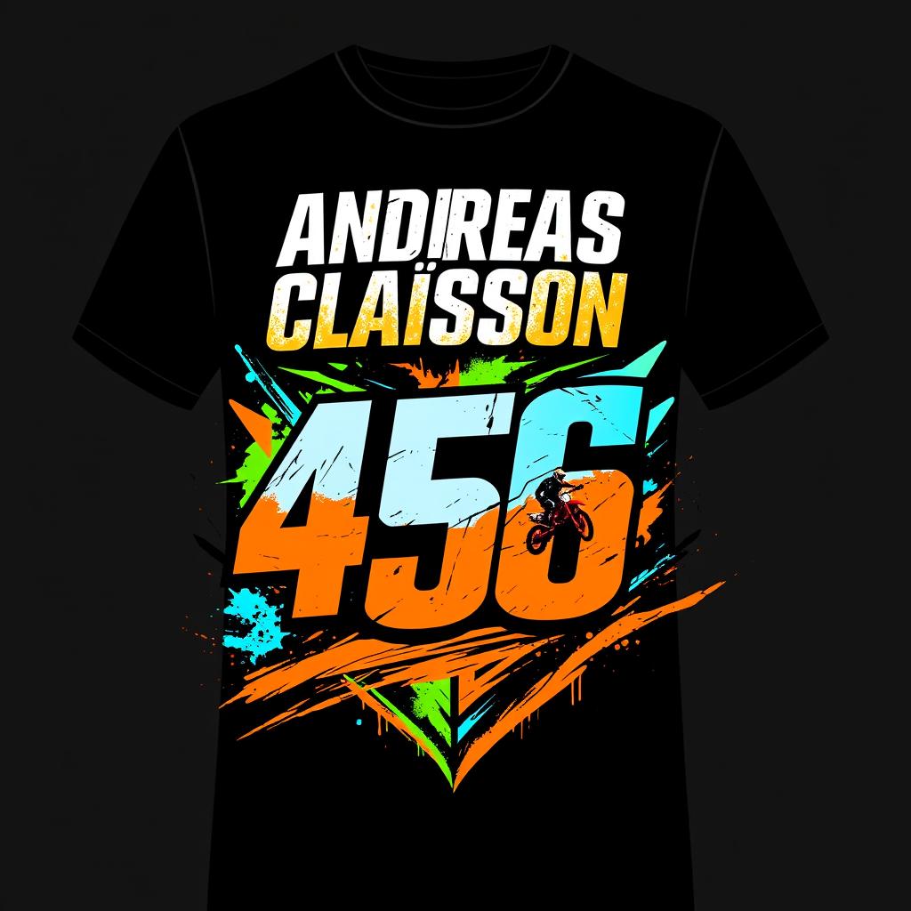 A dynamic and vibrant logo design for transfer paper print featuring a motocross theme