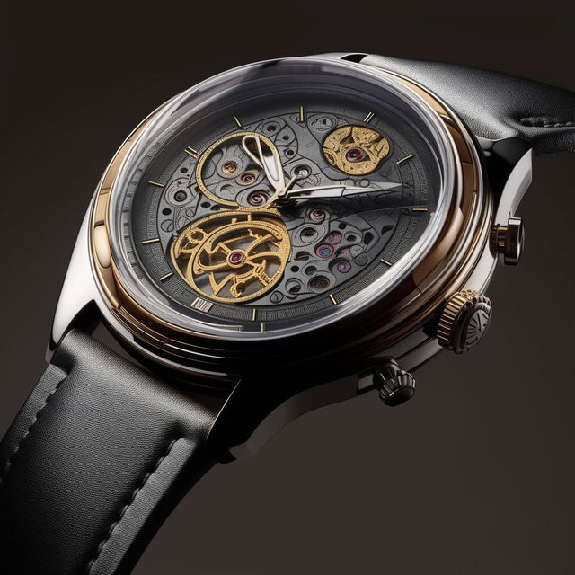 A classic, luxury wristwatch with intricate details.