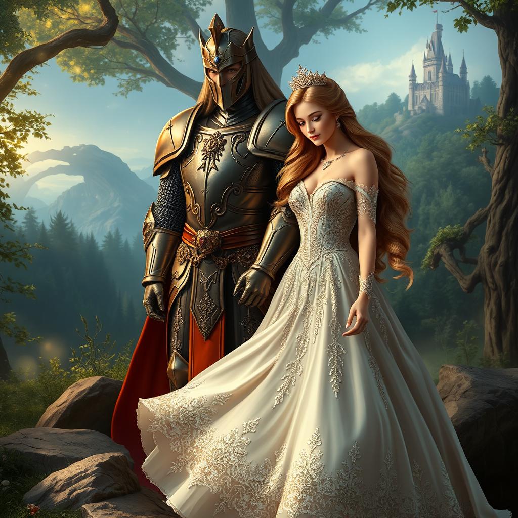 A majestic scene featuring a harmonious relationship between a regal guardian and a beautiful princess