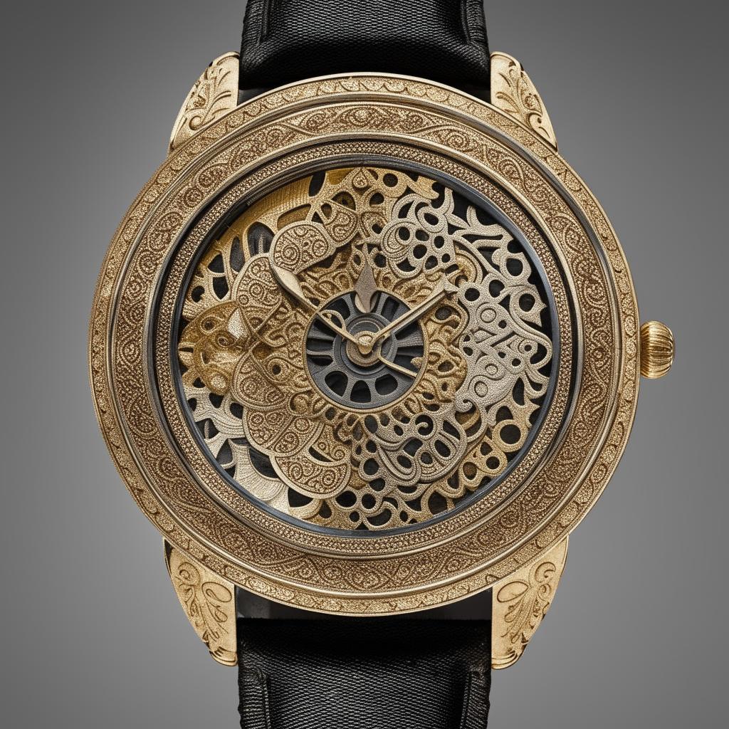 An extravagant wristwatch showcasing detailed designs inspired by Indonesian culture.