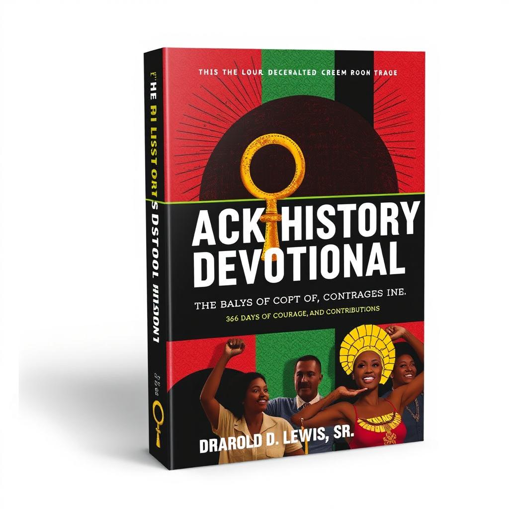 A striking book cover design for 'The Black History Devotional: 366 Days of Courage, Culture, and Contributions' by Dr