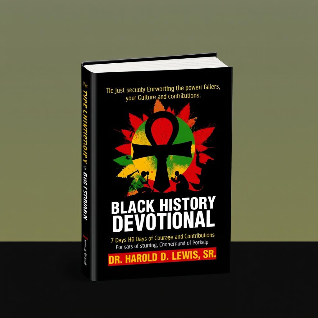 A stunning book cover design for 'The Black History Devotional: 366 Days of Courage, Culture, and Contributions' by Dr