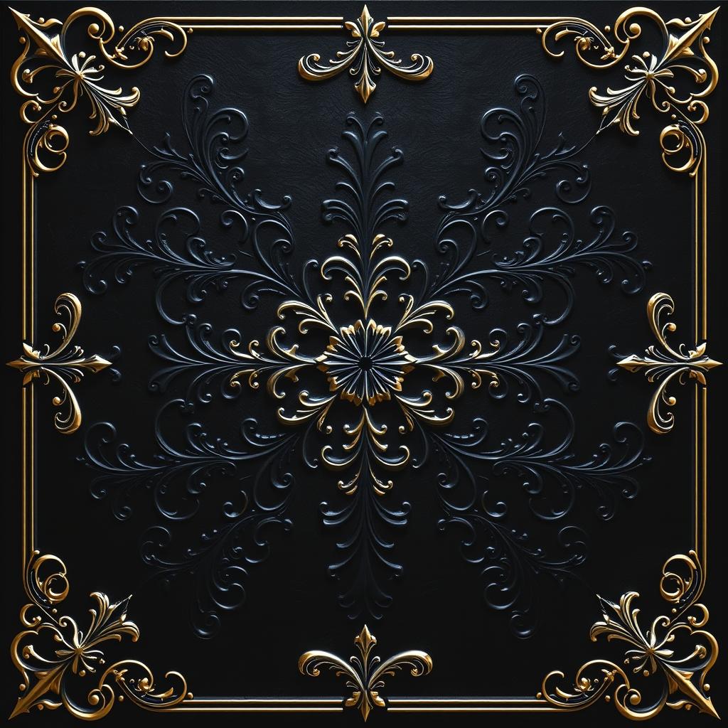 An eye-catching book cover design featuring a luxurious embossed black background that radiates elegance and drama