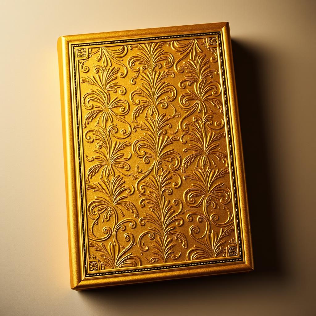 A luxurious book cover design featuring a stunning embossed golden background that exudes elegance and prestige
