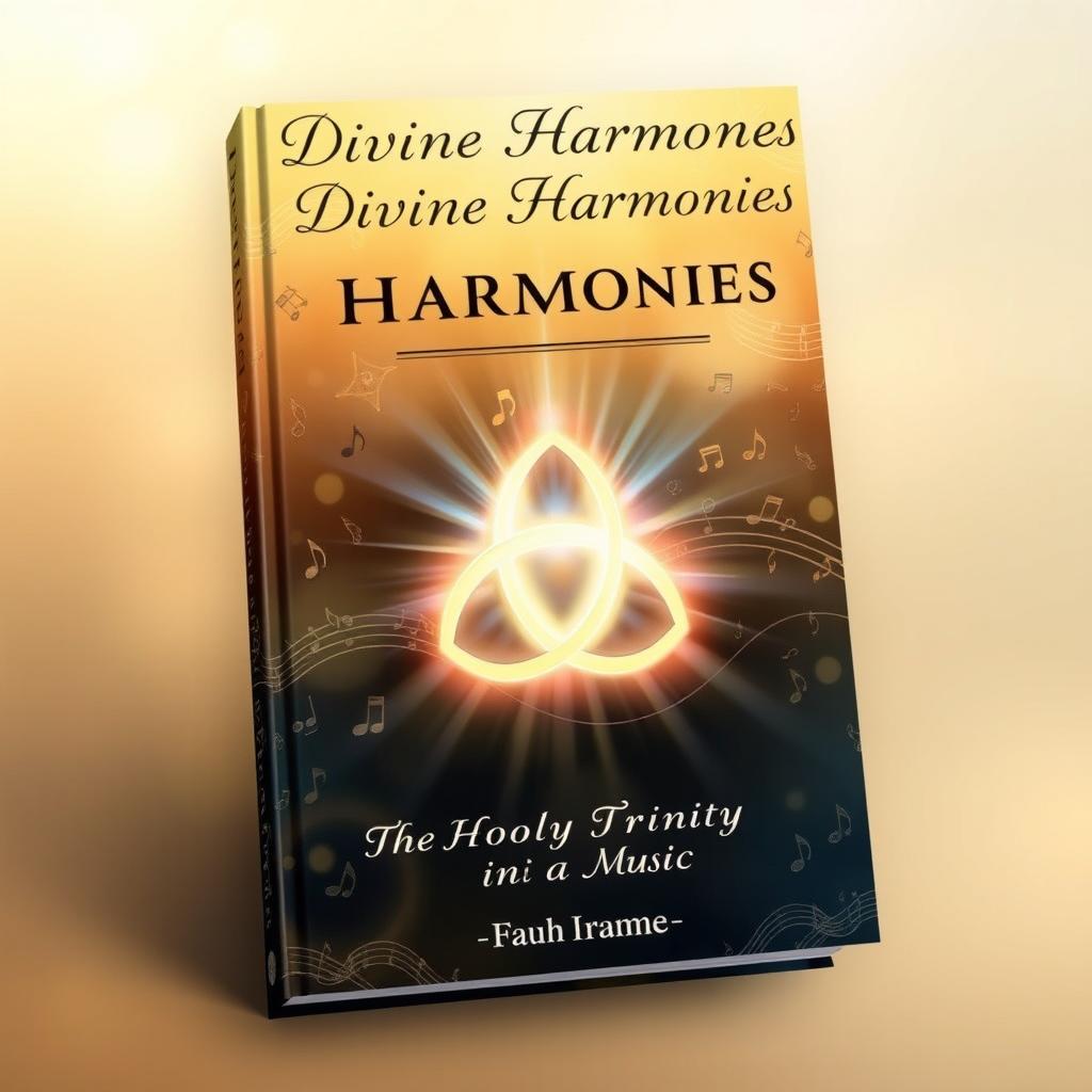 A captivating book cover design centered around the theme of music and religion, specifically focusing on the Holy Trinity