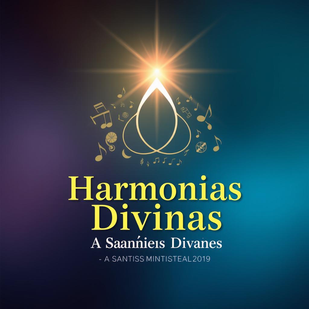 Uma capa de livro impressionante voltada para o tema da música e da religião, com foco na Santíssima Trindade
