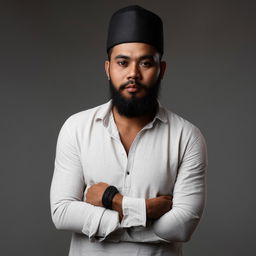 A handsome Indonesian man with Arab features and a stylish beard.