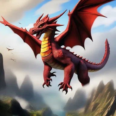 In the mystical land of Eldoria, dragons soared through the sky with their powerful anti-torque rotors on their tails.