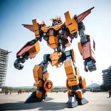As the giant mecha took flight, its anti-torque rotor spun rapidly to keep the machine balanced in the air.