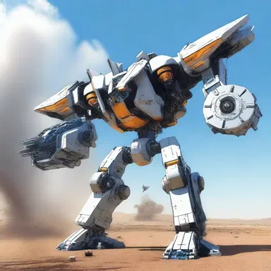 As the giant mecha took flight, its anti-torque rotor spun rapidly to keep the machine balanced in the air.