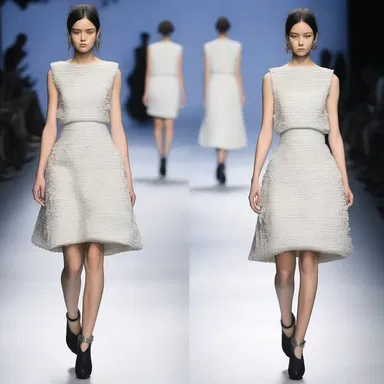 The avant-garde designer showcased a striking avant-garde gown embellished with miniature anti-torque rotors, creating a truly unique fashion statement.