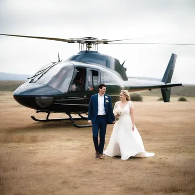 As the couple embarked on a romantic helicopter ride, the gentle hum of the anti-torque rotor provided a soothing backdrop to their love-filled journey.