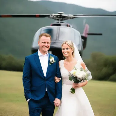 As the couple embarked on a romantic helicopter ride, the gentle hum of the anti-torque rotor provided a soothing backdrop to their love-filled journey.