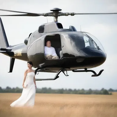 As the couple embarked on a romantic helicopter ride, the gentle hum of the anti-torque rotor provided a soothing backdrop to their love-filled journey.