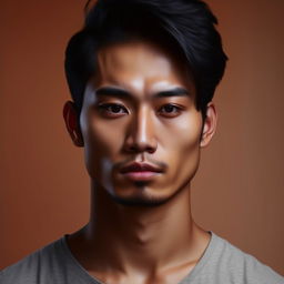 A handsome Indonesian man with mixed Arab and Korean features.