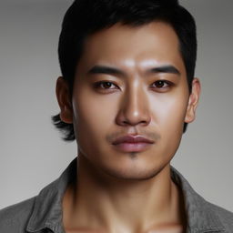 A handsome Indonesian man with mixed Arab and Korean features.