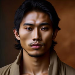 A handsome Indonesian man with mixed Arab and Korean features.