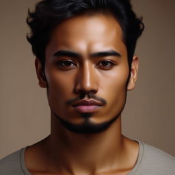 A handsome man with mixed Arab, Indonesian, and Japanese features.