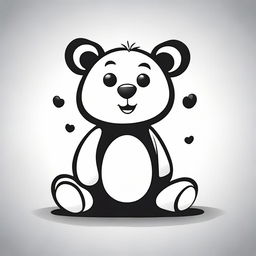 A cute, cartoon-like vector illustration of a bear, suitable for children, in black and white with an easy, simple design.