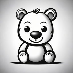 A cute, cartoon-like vector illustration of a bear, suitable for children, in black and white with an easy, simple design.