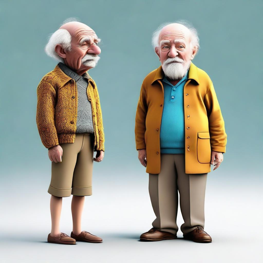 A vivid portrayal of the proverb 'Age is not maturity'. Render a wise young child standing beside an aged man acting childish, illustrating the idea that wisdom doesn't necessarily come with age.