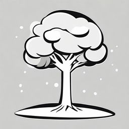 A simple and playful black and white cartoon vector illustration of a tree, designed specifically for children.