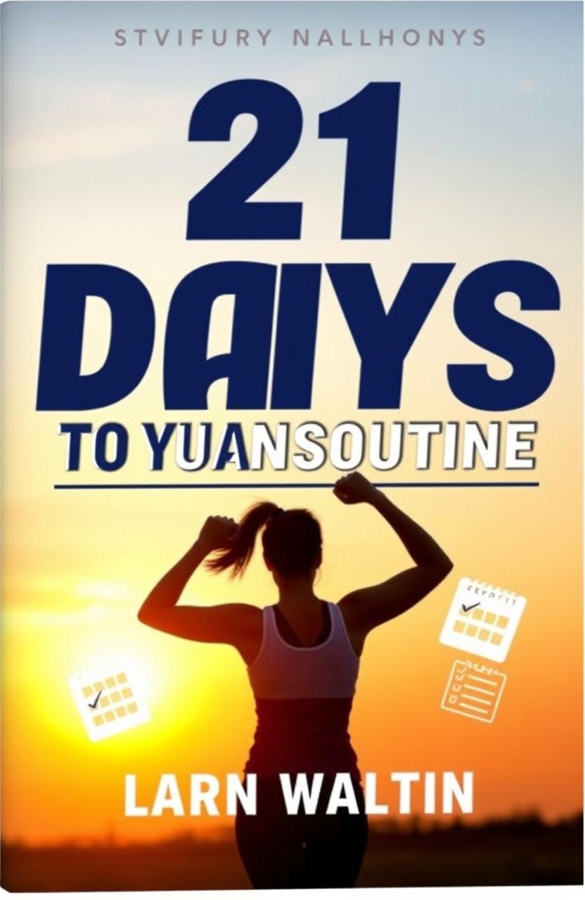 A motivational book cover design titled '21 Days to Transform Your Routine' featuring bold and dynamic typography
