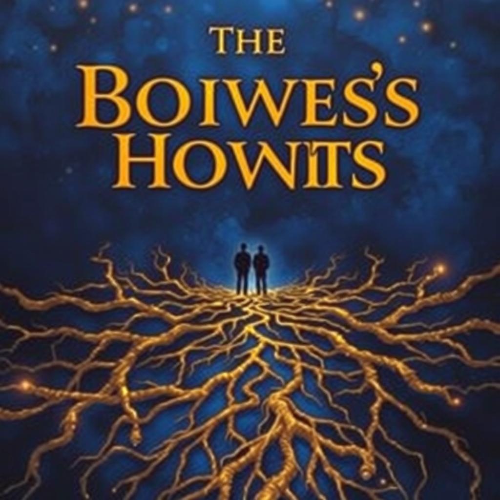 a book cover design featuring a deep blue background enhanced with lustrous golden accents that create a sense of depth