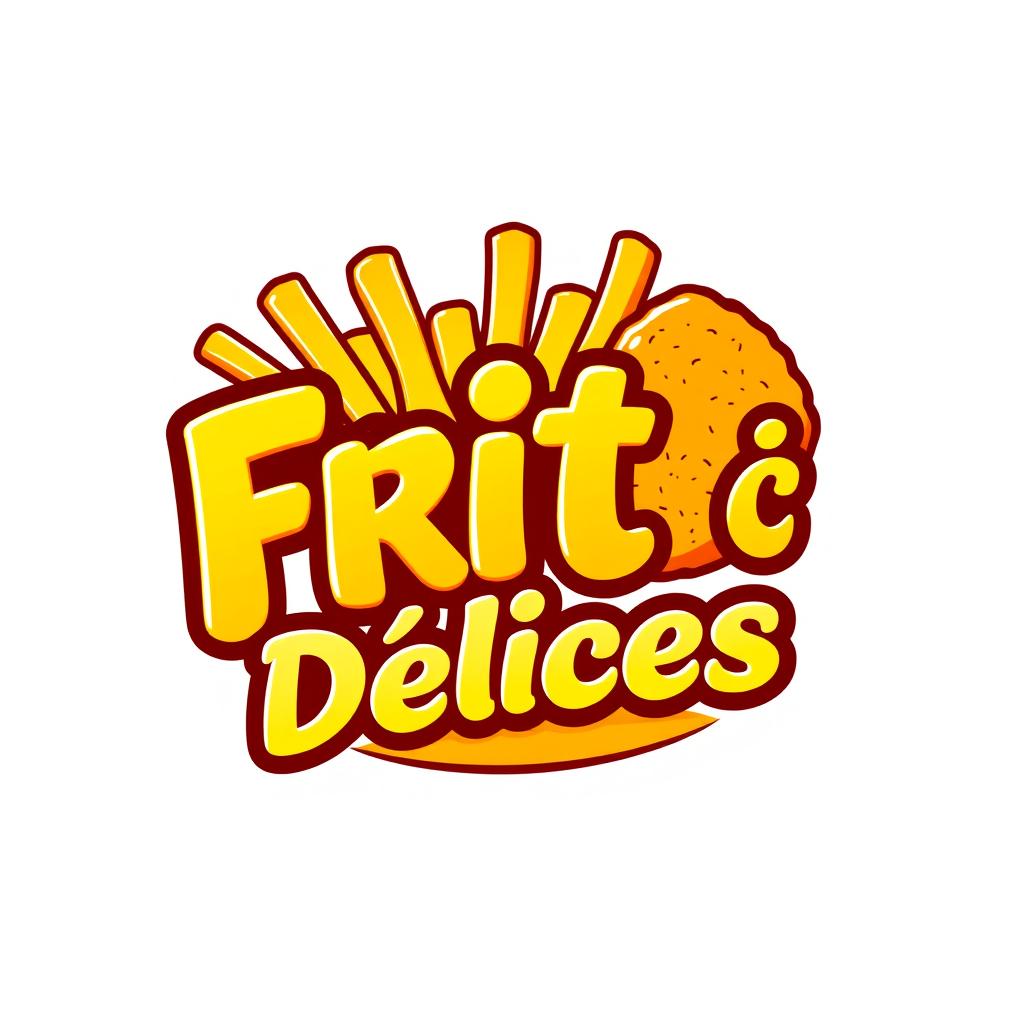 A vibrant and inviting logo design for a company named 'Frit Ô Délices', specializing in delightful fried foods