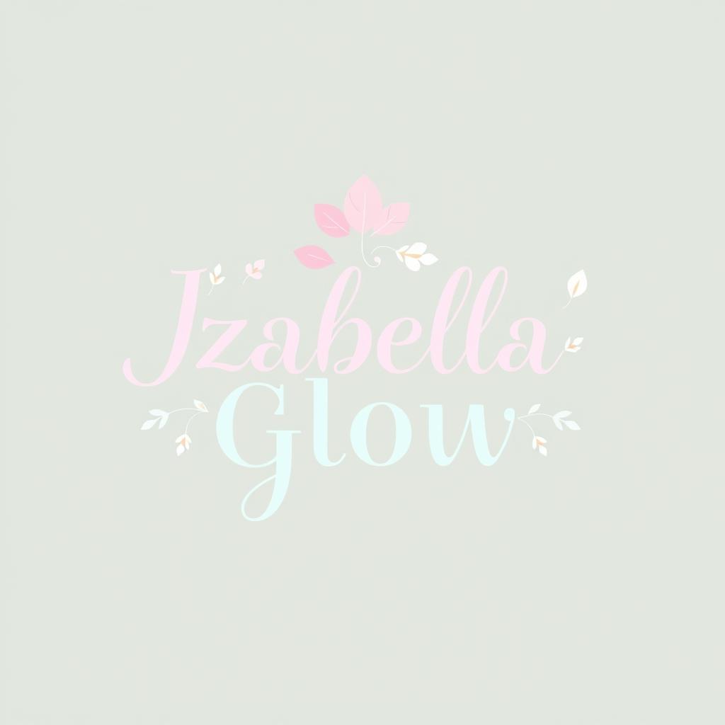 A captivating logo design for a skincare brand named 'Izabella Glow', aimed at teenage girls with sensitive skin and eczema