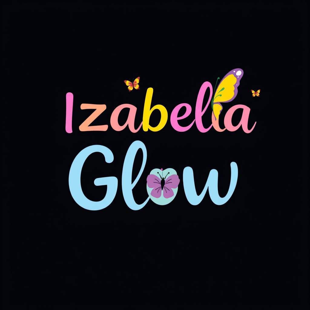 A vibrant and eye-catching logo for a skincare product named 'Izabella Glow', specifically designed for teenage girls with sensitive skin and eczema