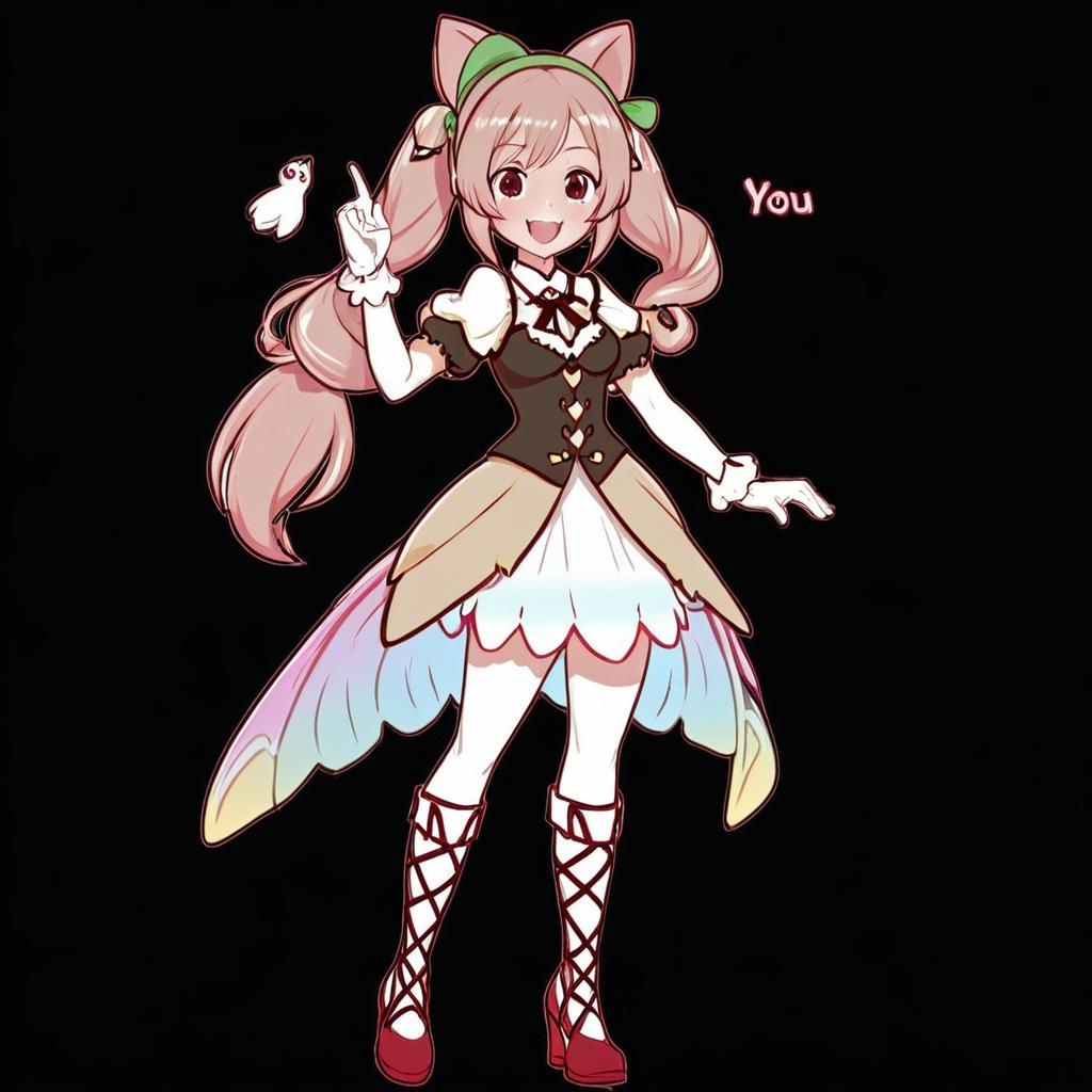 make this character take paper with "thanks you" letter and happy pose, with Forest background