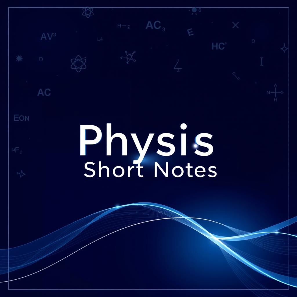 An aesthetically pleasing cover page for a physics book titled 'Physics Short Notes'