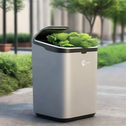 Design an advanced, smart waste management system named EcoHarvestBin. It includes features such as solar-powered sensors and is connected with a mobile app, embodying principles of sustainability and community recycling.