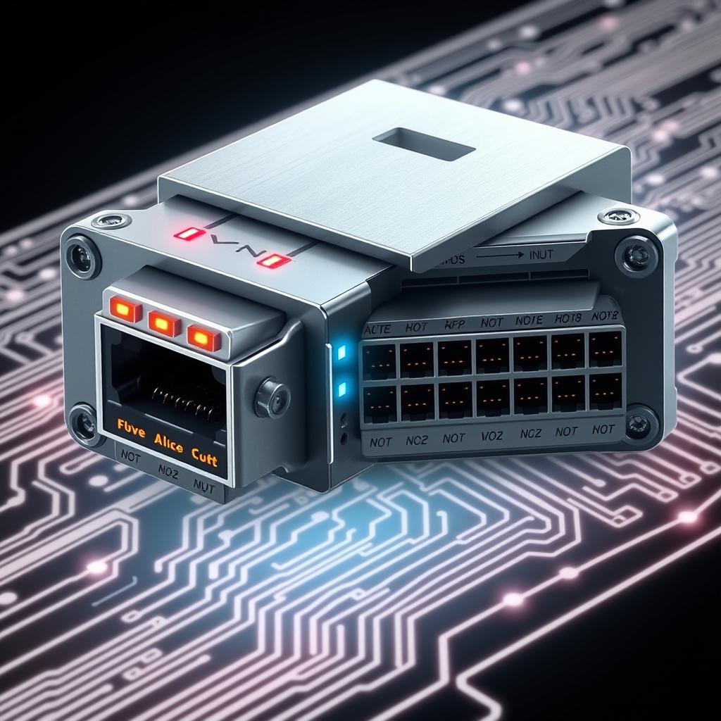 A highly detailed illustration of a complex electronic connector featuring 32 distinct input and output ports