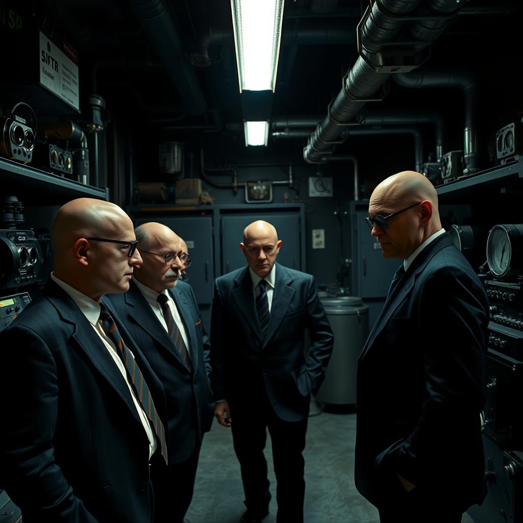 An intriguing scene set inside a clandestine factory, dimly lit with an air of secrecy