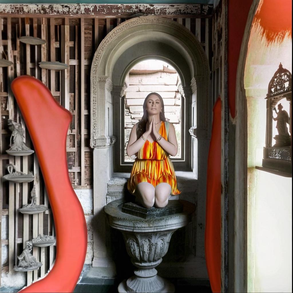 majestic and serene room old Niche with statue