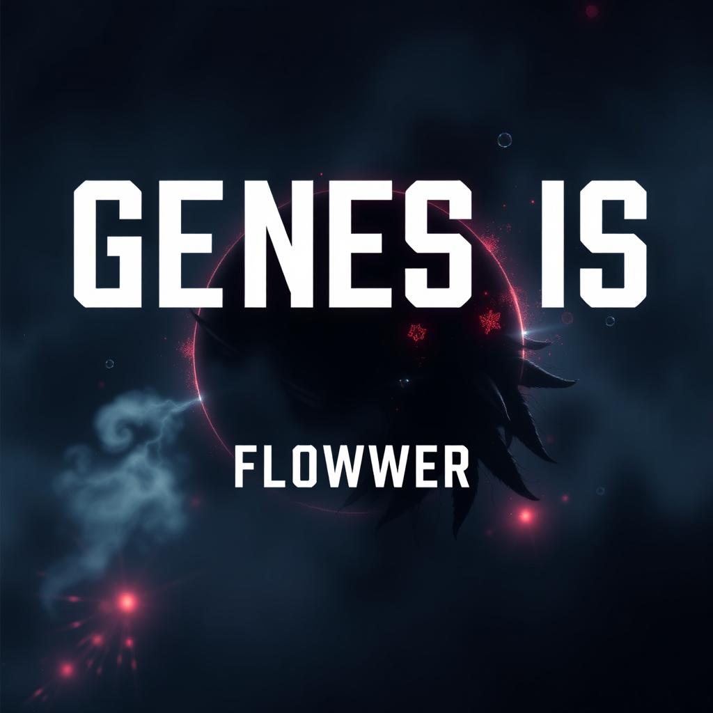 An album cover design for an uptempo music track featuring the title "GENESIS" in bold, uppercase letters that pop and highlight prominently in the center