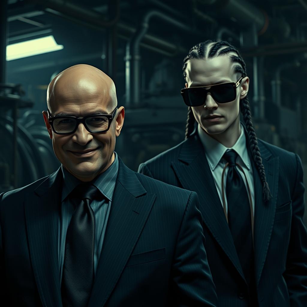 A captivating scene within a clandestine factory, drenched in moody, low lighting that enhances the secretive ambiance