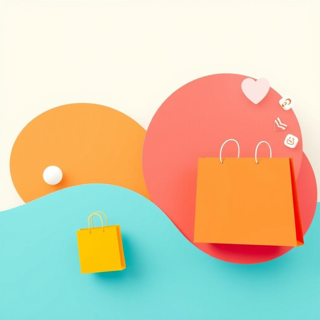 A minimalistic design for an e-commerce website cover image featuring vibrant and cheerful colors